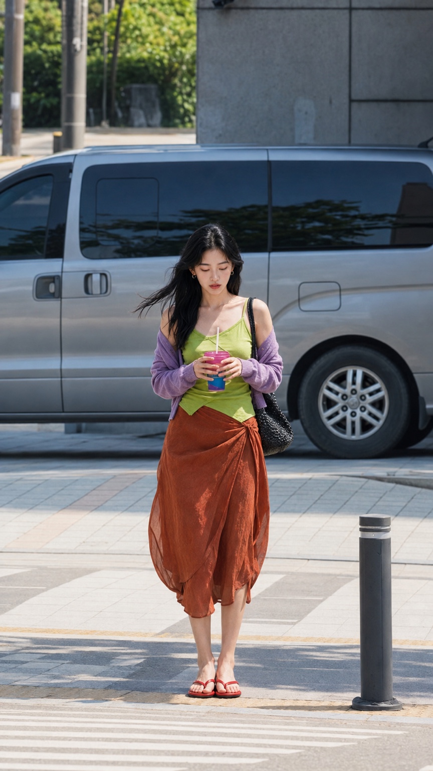 도시에서 기다리는 장면